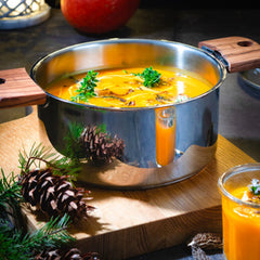 Cream of red kuri squash soup with wild mushrooms