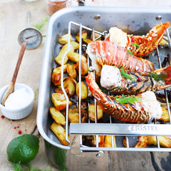 Langoustines with baby vegetables