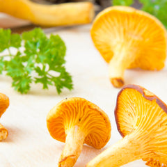 Pan fried wild mushrooms