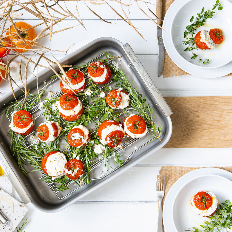 Tomatoes stuffed with ricotta, parmesan and chive.