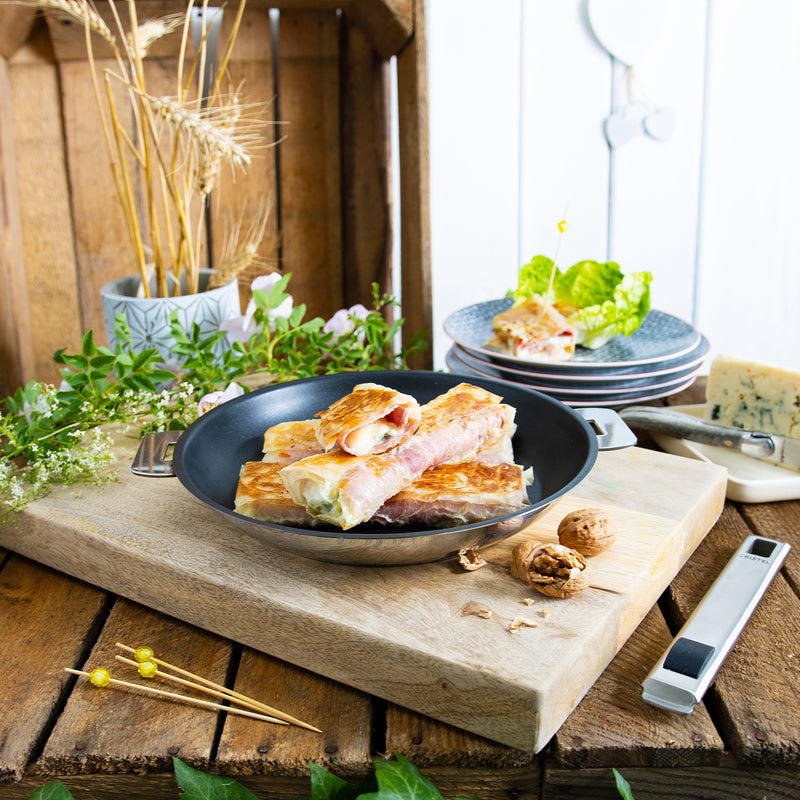 Ham, Roquefort and Walnut Filo Rolls