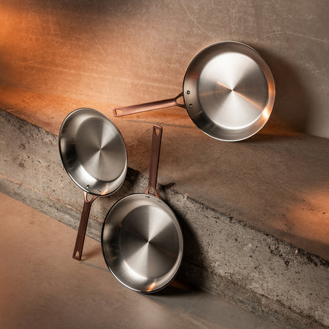 Stainless steel Frying pan with Antique Brass handle