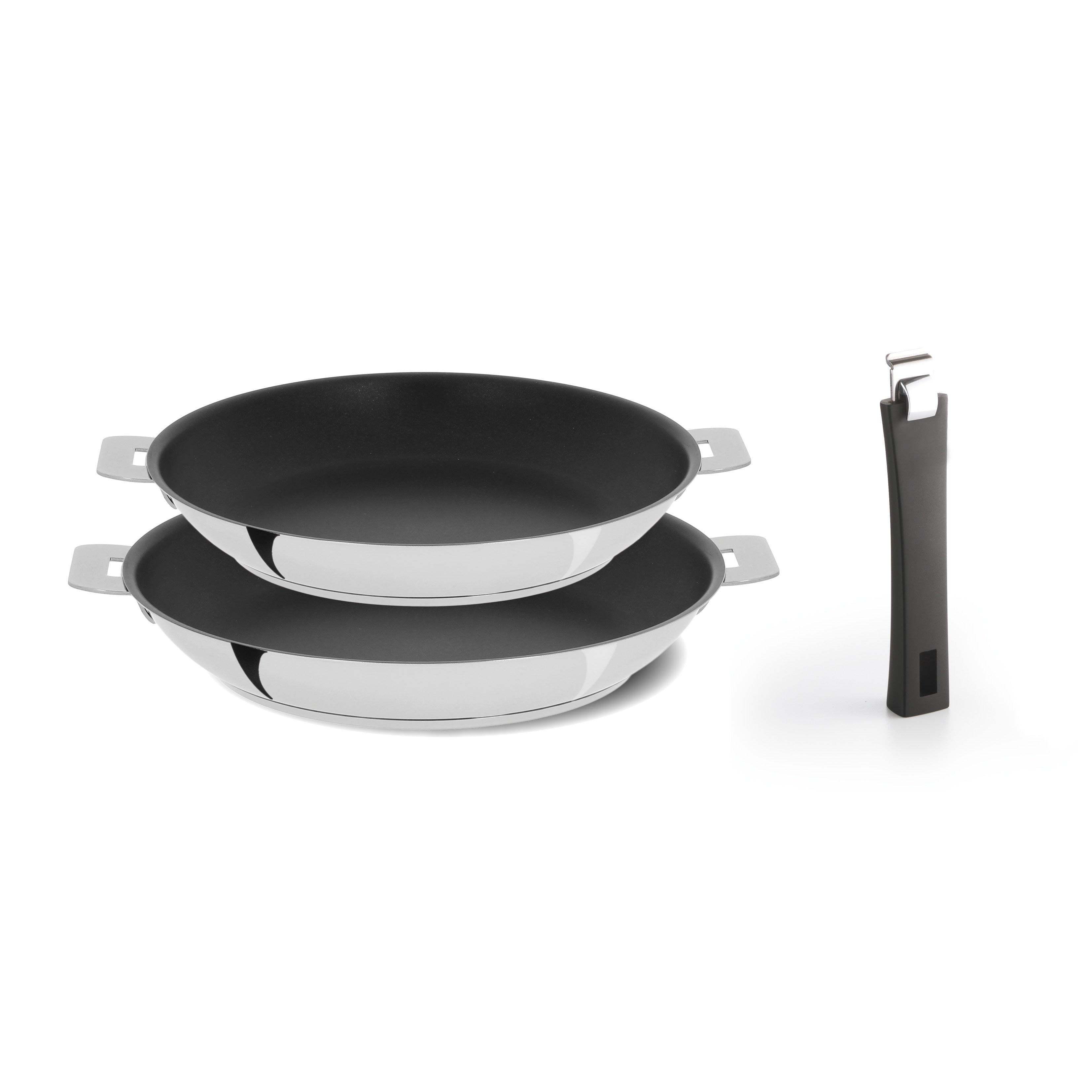 Cristel Stainless Steel Cookware Set 11 Piece Black Removable Handles
